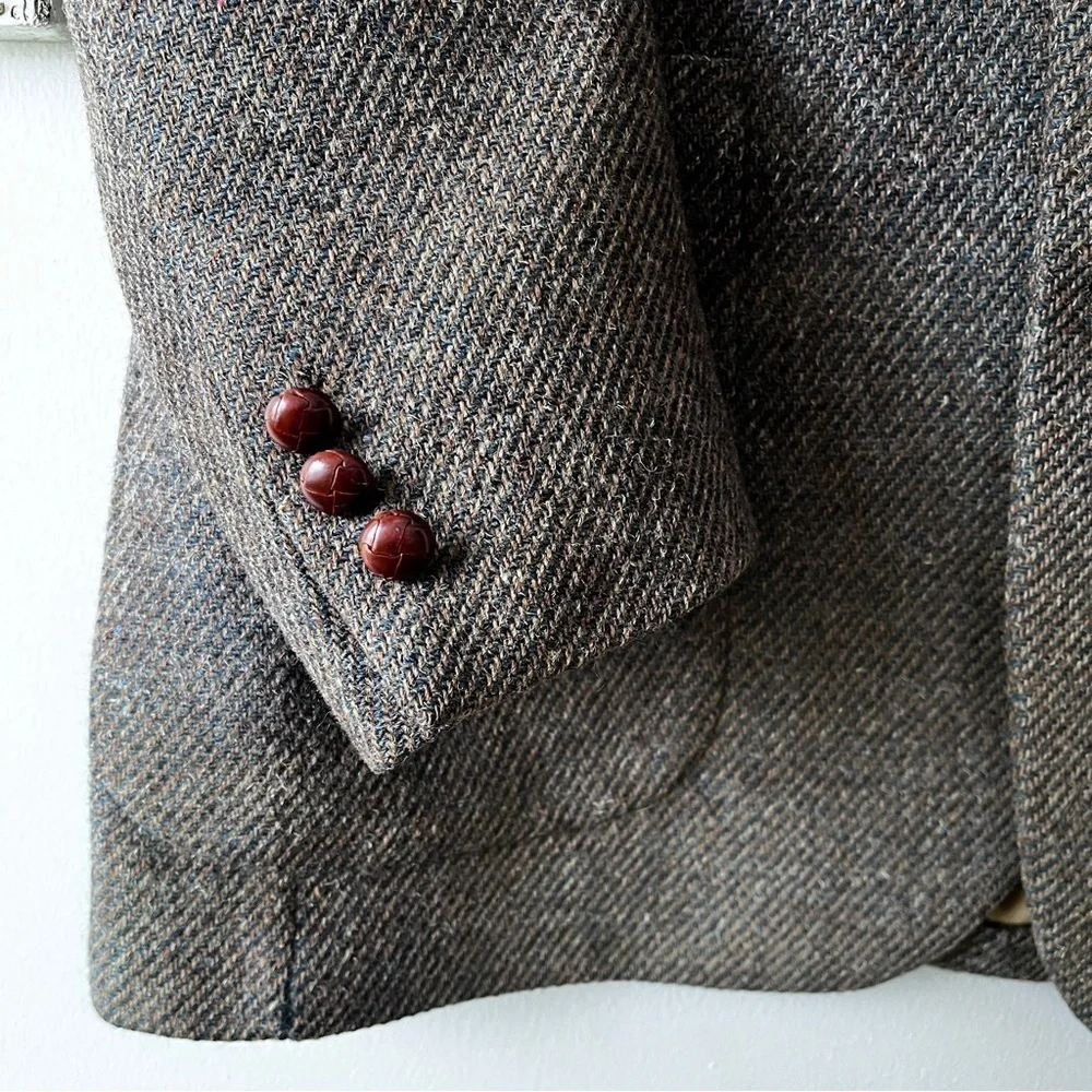 Vintage Men’s Bill Blass Tweed Wool Brown Single Breasted Blazer Size 42